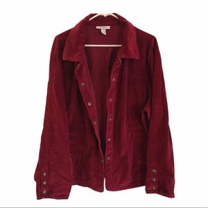 Oversize Burgundy Corduroy Snap Front Jacket